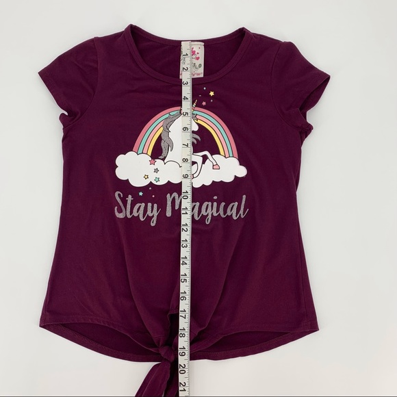 2/$25 Jenna & Jessie Girl's Tie Front Unicorn Tee, 12 - Picture 10 of 13